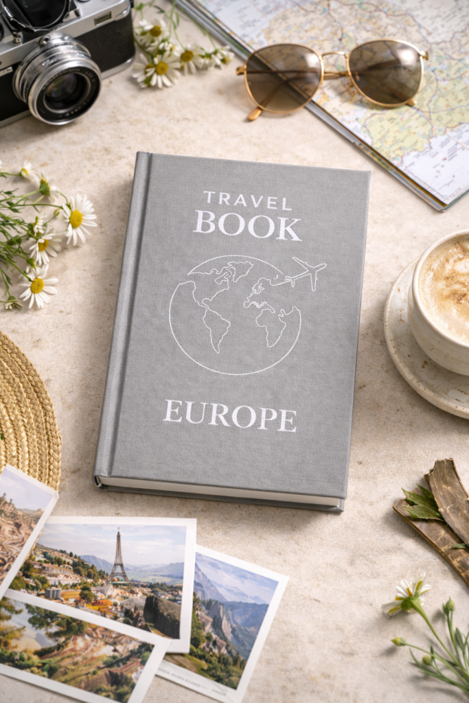 Travel Book Europe gris - RÊV Studio - carnet de voyage Europe élégant