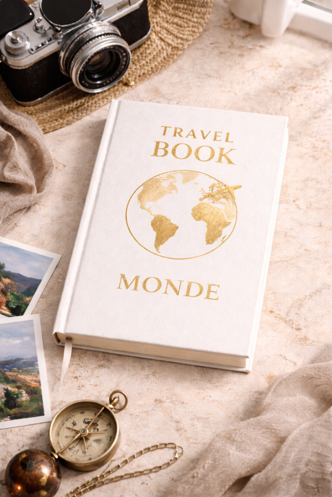 Carnet Tracel Book Monde blanc RÊV Studio posé sur une surface clair 